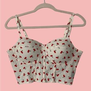 Cherry Print Bustier Top